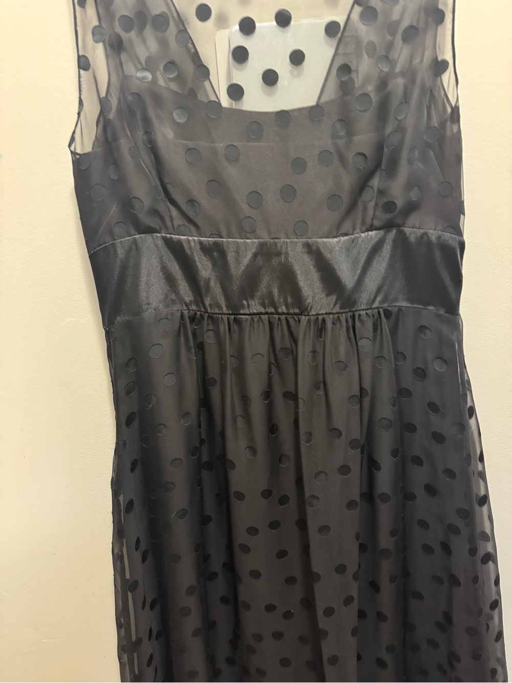 Liz Claiborne Black Chiffon Polka Dot Dress Size 14 - Picture 8 of 12
